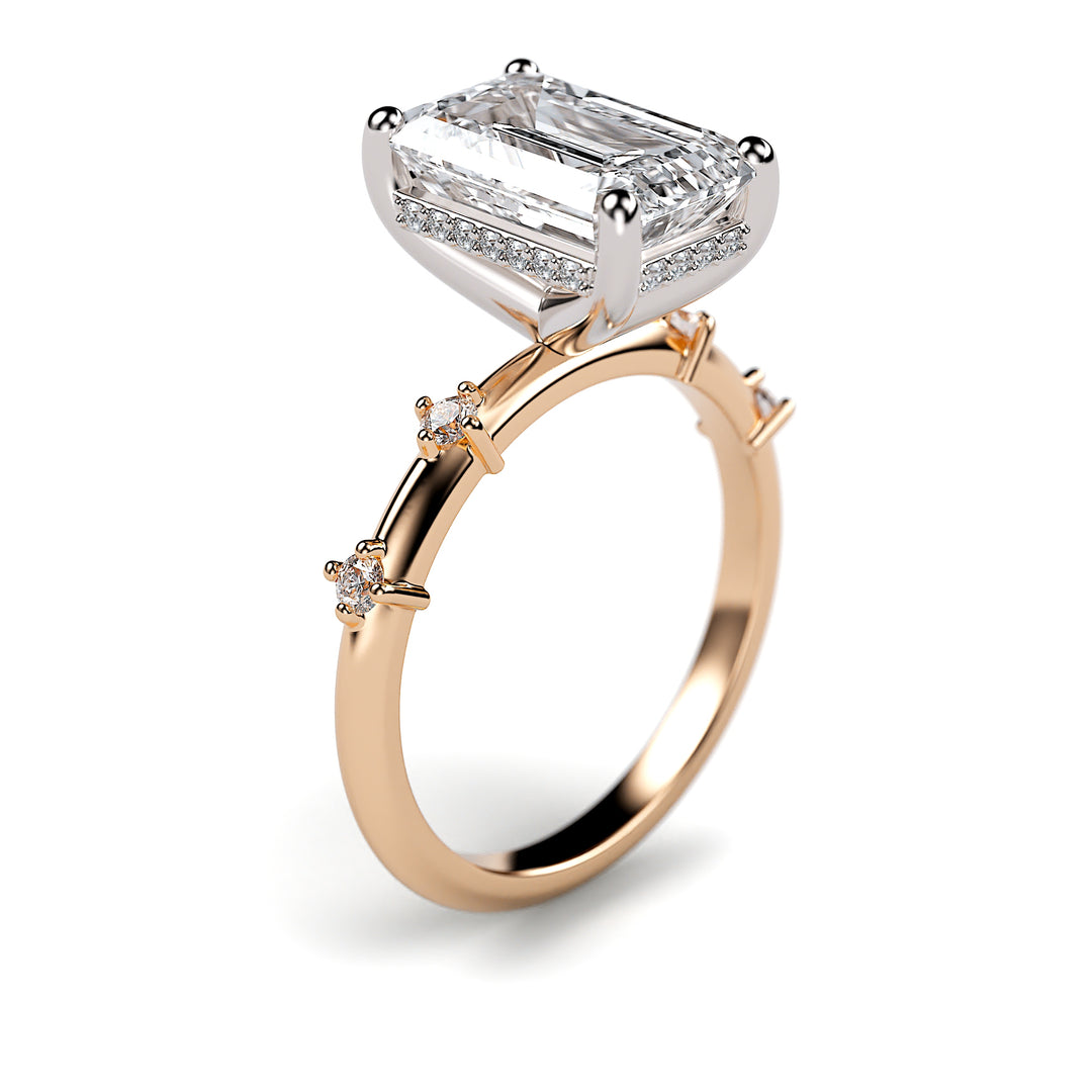 Lucille - 3 Carat Emerald Cut Engagement Ring