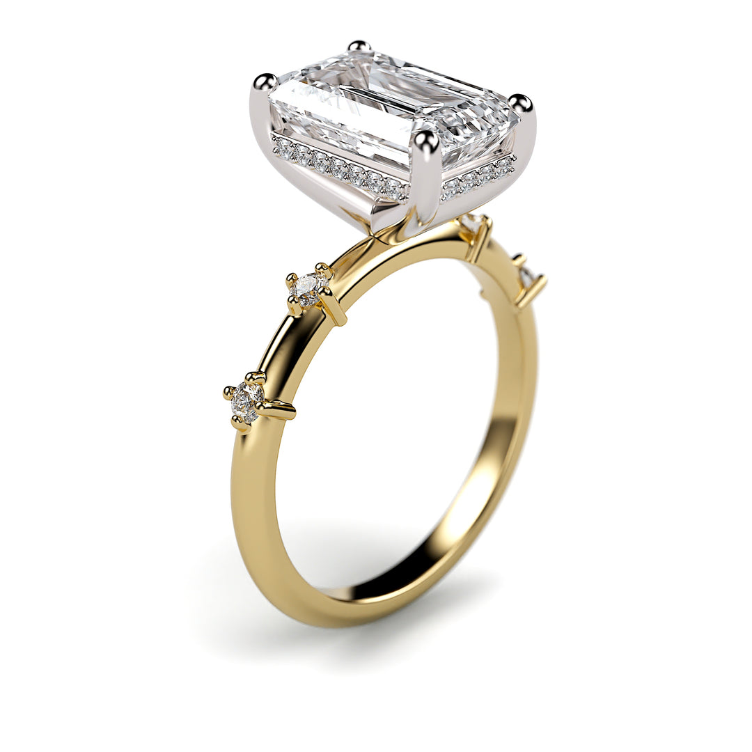 Lucille - 3 Carat Emerald Cut Engagement Ring